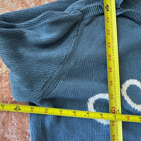 Giorgio Armani Woman Sweater Slate blue 44 Sz M/L Linen, Cotton. Logo In Front - Picture 12 of 14